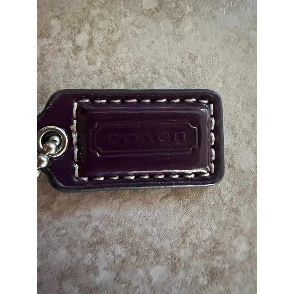 COACH Purple Patent Leather Silver Chain Purse Handbag Hang Tag Charm